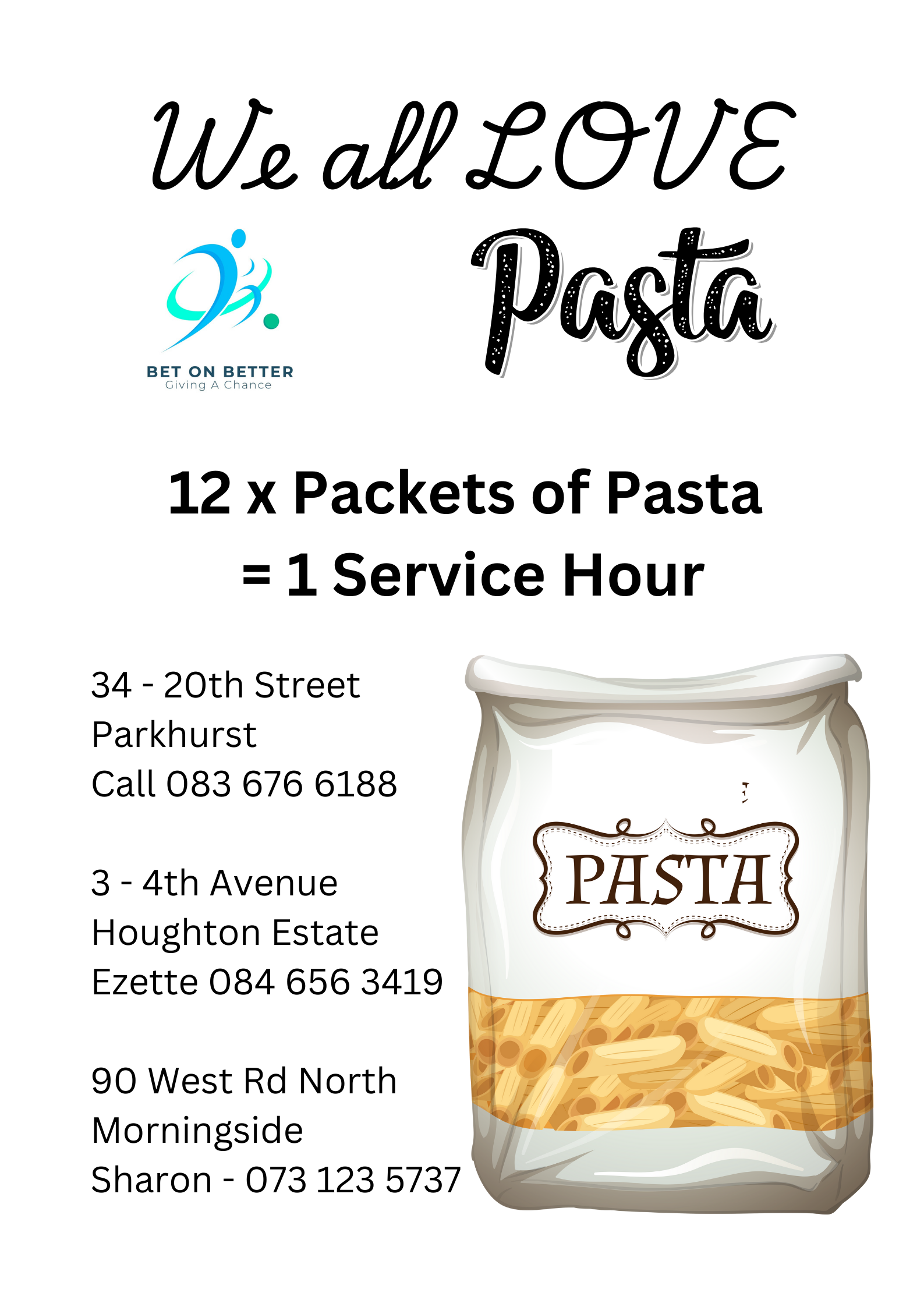 We all love pasta volunteering opportunity